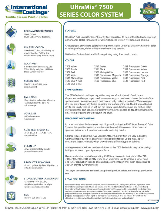 International Coatings Ultra Mix 7500 Series Product information card